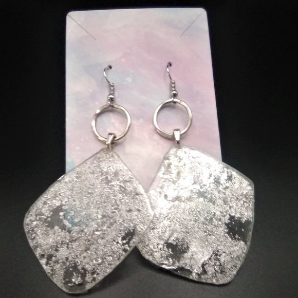 Silver Resin Earrings - Picture 1 of 2